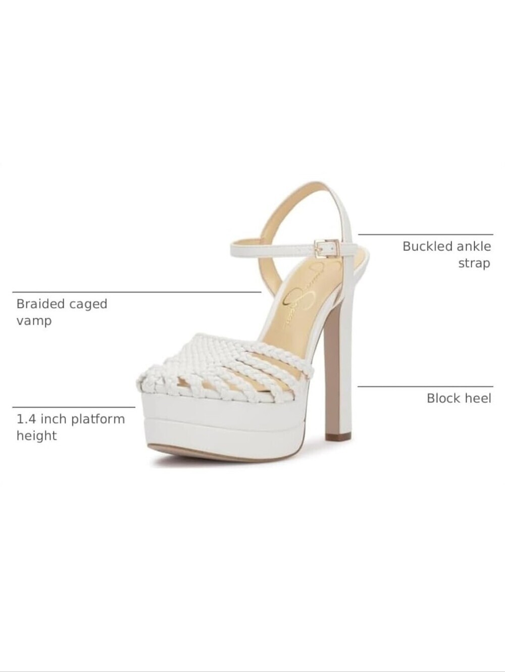 Jessica Simpson Basketweave Inaia Platform Heels, White - Picture 16 of 16
